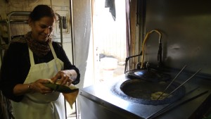 Making naan.